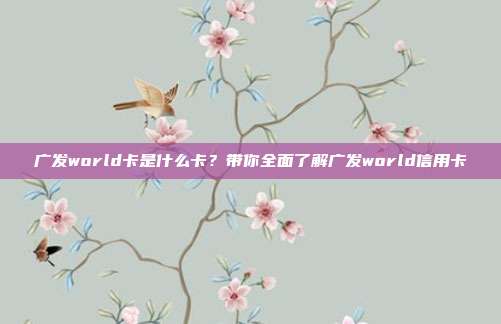 广发world卡是什么卡?带你全面了解广发world信用卡
