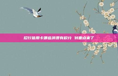 招行信用卡哪些消费有积分 划重点来了