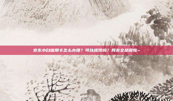 京东小白信用卡怎么办理？可以提现吗？网友全部震惊~
