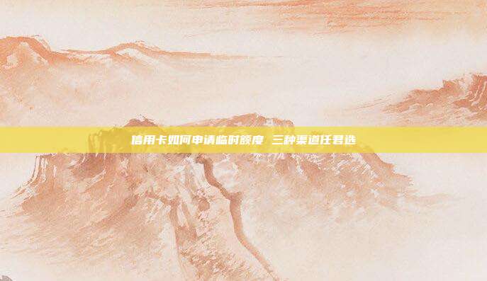 信用卡如何申请临时额度 三种渠道任君选