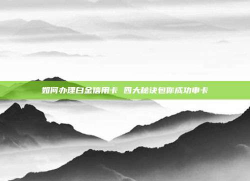 如何办理白金信用卡 四大秘诀包你成功申卡
