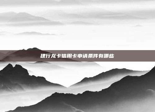 建行龙卡信用卡申请条件有哪些