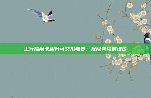 工行信用卡积分可交水电费:仅限青岛市地区