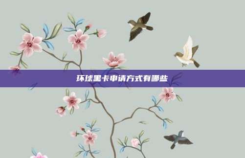 环球黑卡申请方式有哪些
