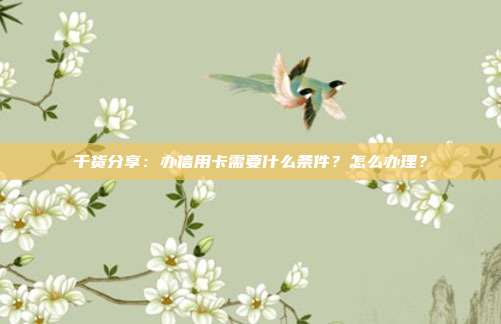 干货分享:办信用卡需要什么条件?怎么办理?