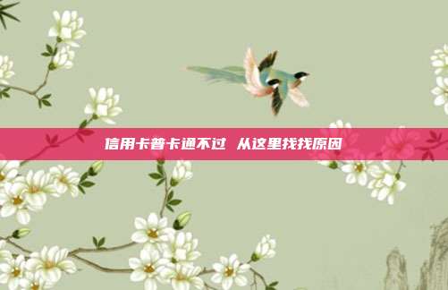 信用卡普卡通不过 从这里找找原因