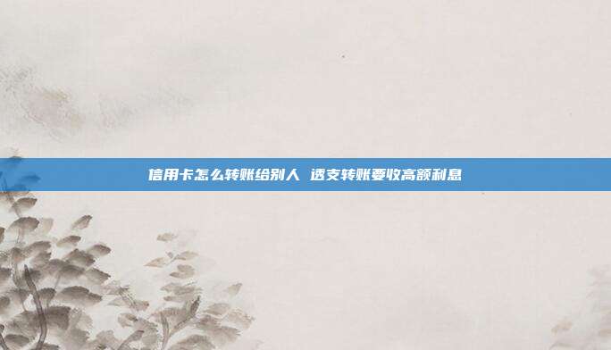 信用卡怎么转账给别人 透支转账要收高额利息