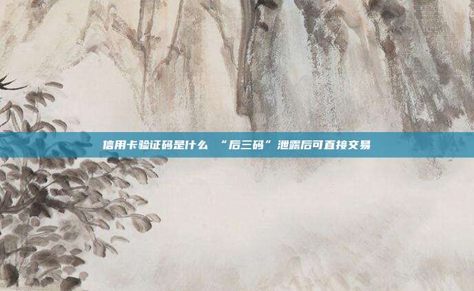 信用卡验证码是什么 “后三码”泄露后可直接交易