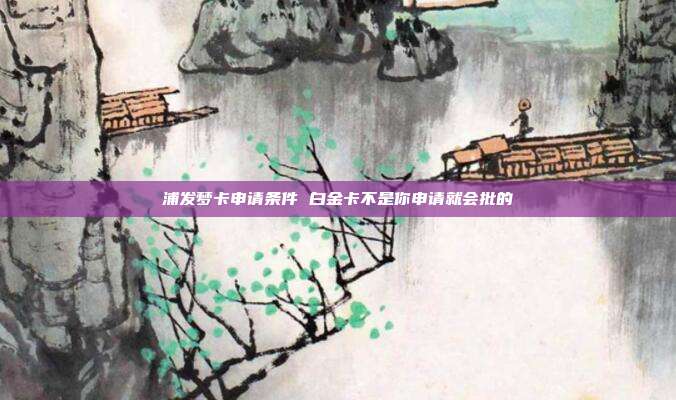 浦发梦卡申请条件 白金卡不是你申请就会批的