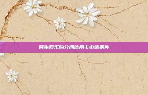 民生网乐购分期信用卡申请条件