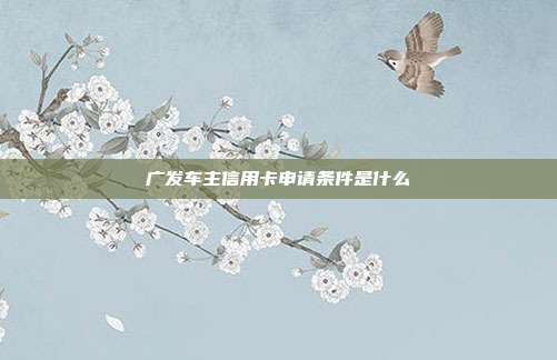 广发车主信用卡申请条件是什么