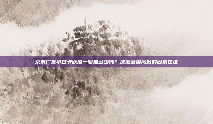 京东广发小白卡额度一般是多少钱？决定额度高低的因素在这