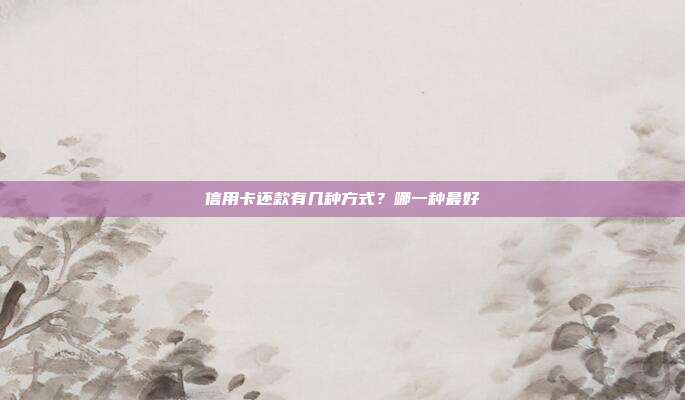 信用卡还款有几种方式?哪一种最好