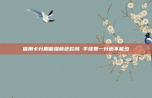 信用卡分期能提前还款吗 手续费一分也不能少