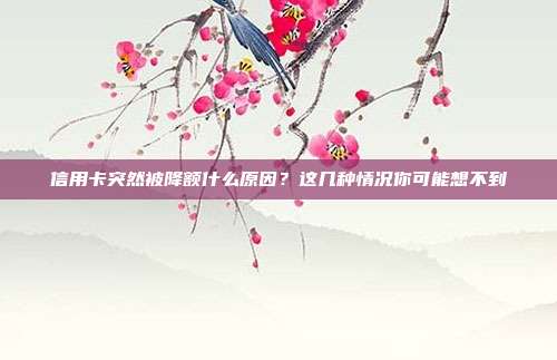 信用卡突然被降额什么原因?这几种情况你可能想不到