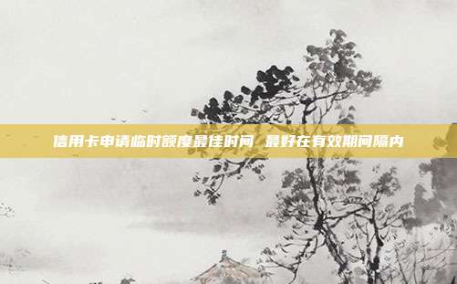 信用卡申请临时额度最佳时间 最好在有效期间隔内