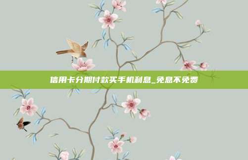 信用卡分期付款买手机利息_免息不免费