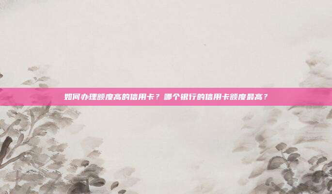如何办理额度高的信用卡?哪个银行的信用卡额度最高?