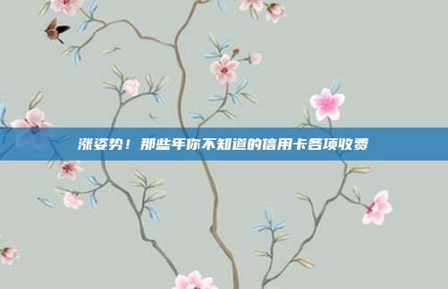 涨姿势!那些年你不知道的信用卡各项收费