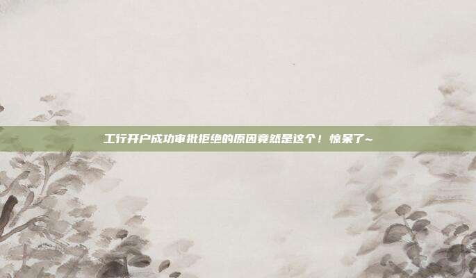 工行开户成功审批拒绝的原因竟然是这个!惊呆了~