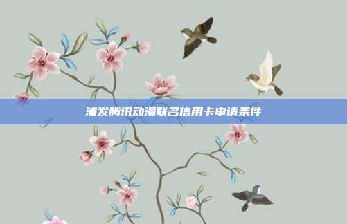 浦发腾讯动漫联名信用卡申请条件