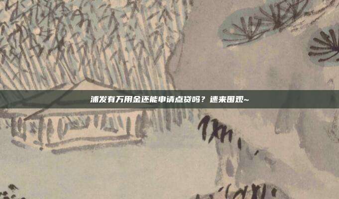浦发有万用金还能申请点贷吗?速来围观~