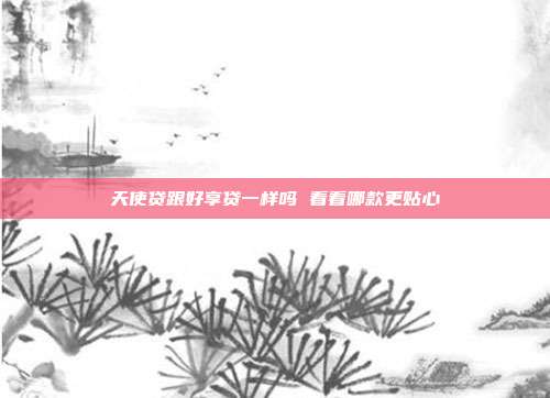 天使贷跟好享贷一样吗 看看哪款更贴心