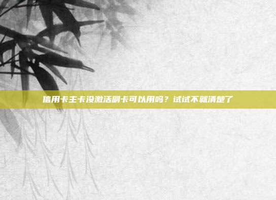 信用卡主卡没激活副卡可以用吗?试试不就清楚了