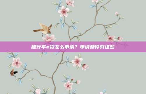 建行车e贷怎么申请?申请条件有这些