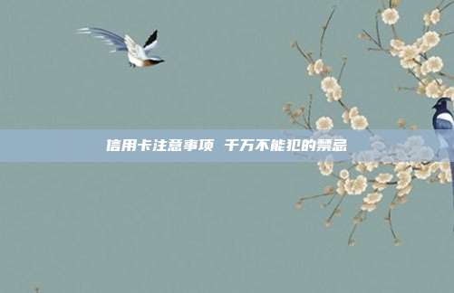 信用卡注意事项 千万不能犯的禁忌