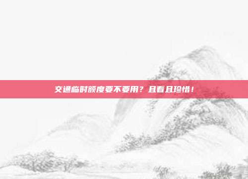 交通临时额度要不要用？且看且珍惜！