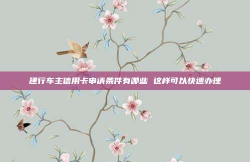 建行车主信用卡申请条件有哪些 这样可以快速办理