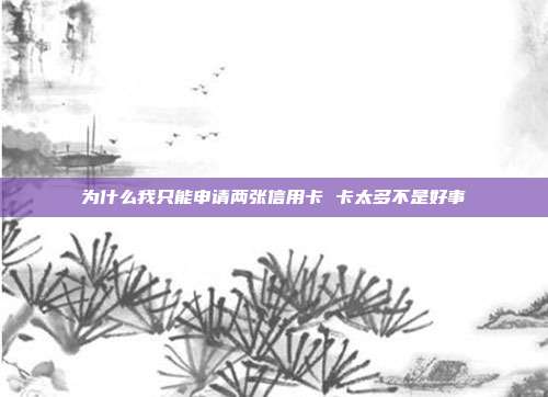 为什么我只能申请两张信用卡 卡太多不是好事