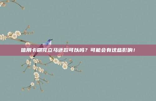 信用卡刷完立马还款可以吗?可能会有这些影响!