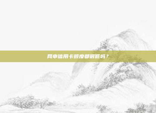 网申信用卡额度都很低吗?