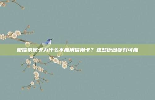 微信亲属卡为什么不能用信用卡?这些原因都有可能