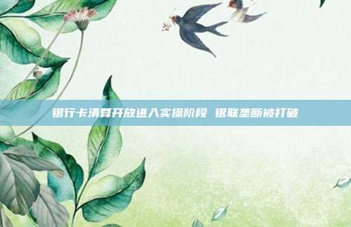 银行卡清算开放进入实操阶段 银联垄断被打破