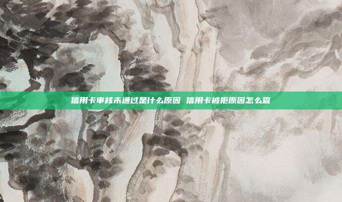 信用卡审核未通过是什么原因 信用卡被拒原因怎么查