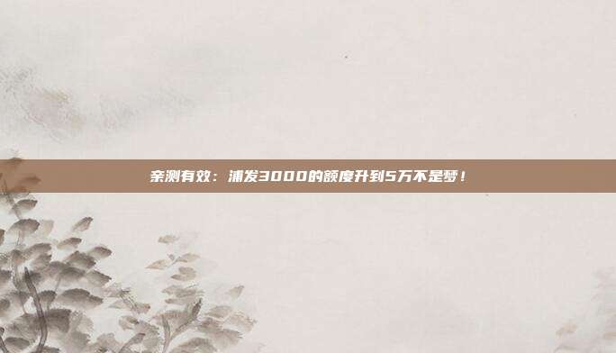 亲测有效:浦发3000的额度升到5万不是梦!