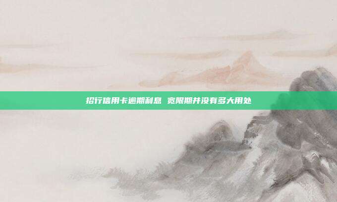 招行信用卡逾期利息 宽限期并没有多大用处