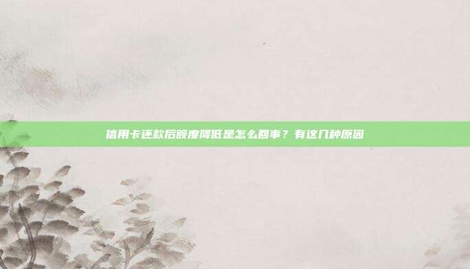 信用卡还款后额度降低是怎么回事?有这几种原因