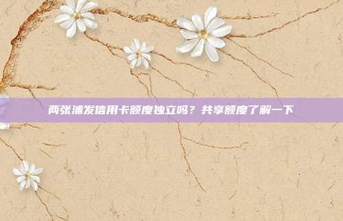 两张浦发信用卡额度独立吗?共享额度了解一下