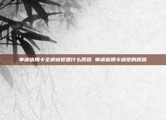 申请信用卡全部被拒是什么原因 申请信用卡被拒的原因