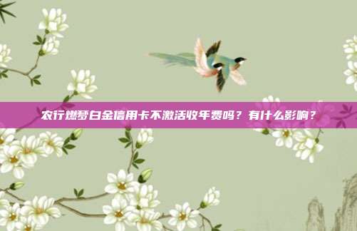 农行燃梦白金信用卡不激活收年费吗?有什么影响?