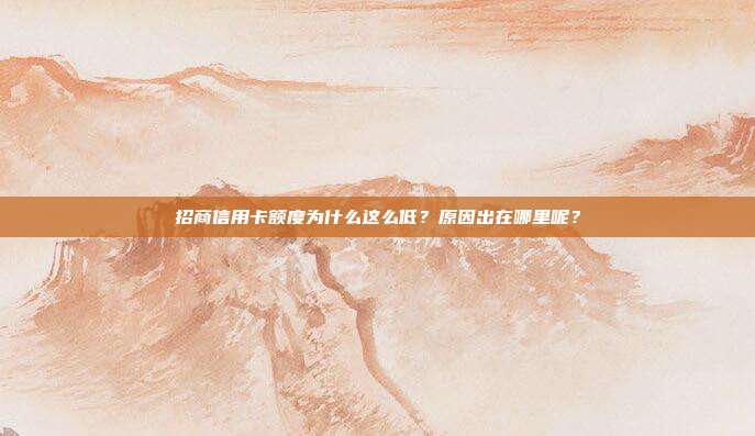 招商信用卡额度为什么这么低?原因出在哪里呢?