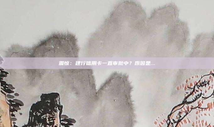 震惊:建行信用卡一直审批中?原因是...