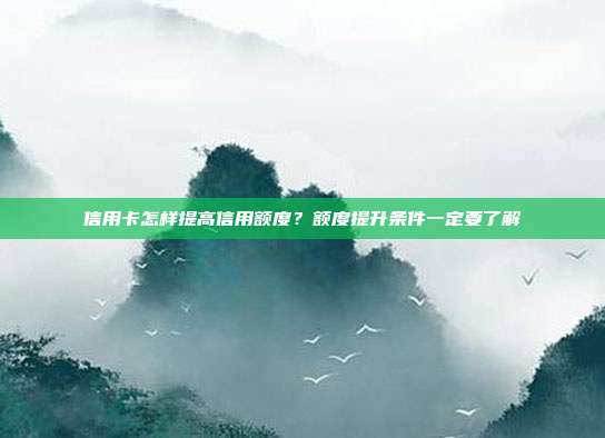 信用卡怎样提高信用额度?额度提升条件一定要了解
