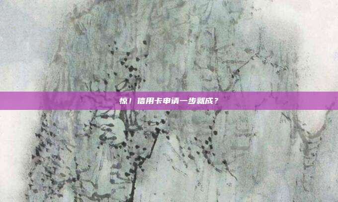 惊！信用卡申请一步就成？