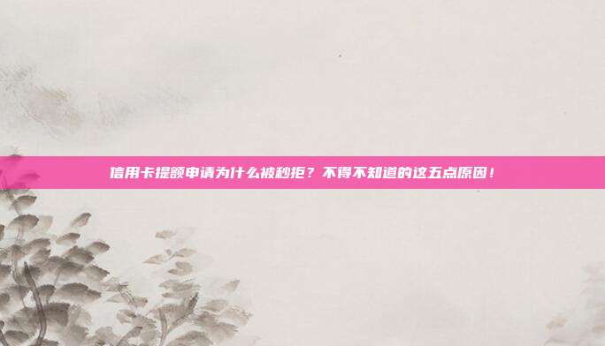 信用卡提额申请为什么被秒拒？不得不知道的这五点原因！