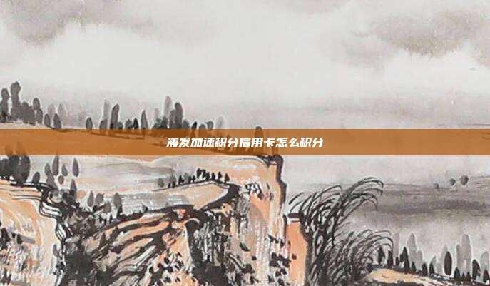 浦发加速积分信用卡怎么积分